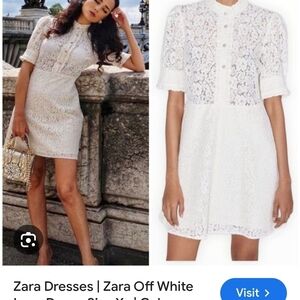 Zara Women's Cream Lace Mini Dress